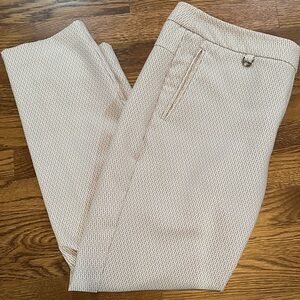 Adrianna Papell Straight-Leg Pants in White With Green Geometric Print